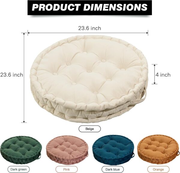 Meditation Floor Pillow, Large Floor Seat Cushion,23.6inch Round Floor Pillows Seating for Adults,Solid Thick Meditation Cushion with Handle for Yoga Balcony Living Room Tatami Outdoor