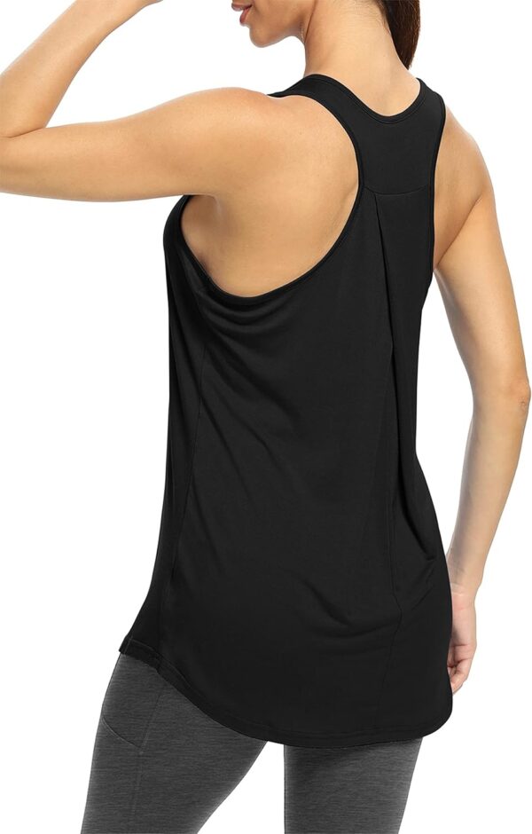Bestisun Workout Yoga Athletic Shirts Racerback Long Tank Tops Loose fit for Women