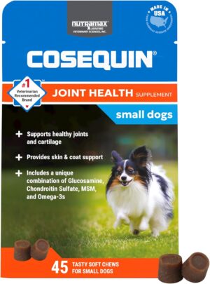 Nutramax Cosequin Minis Maximum Strength Joint Health Supplement - With Glucosamine, Chondroitin, MSM, and Omega-3's, 45 Soft Chews