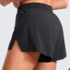 CRZ YOGA Running Shorts for Women High Waisted V Split for Gym Workout Athletic Track with Mesh Liner Quick Dry
