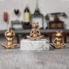 Bronze Frog Figurines, 3-Piece Yoga Decor Set, Antique Bronze Color, Handmade Home Decoration
