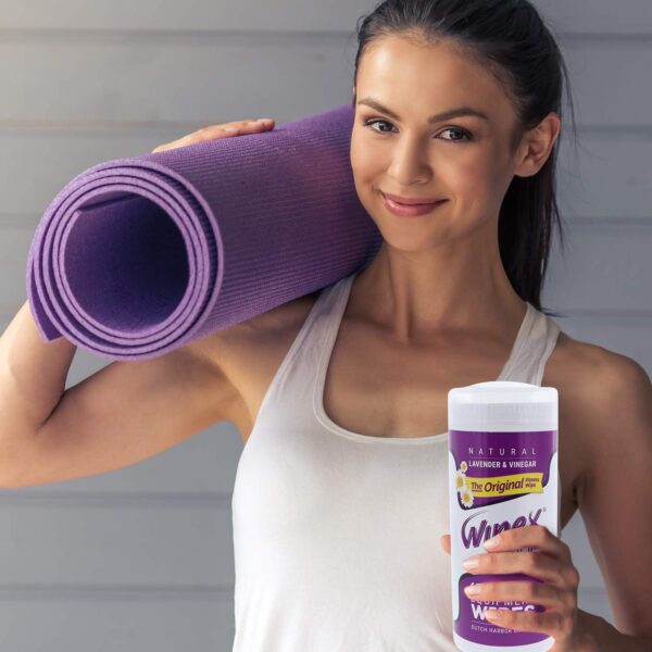 Wipex The Original Natural Fitness Equipment Wipes for Personal Use, Lavender and Vinegar, 3 Canisters of 186 Wipes