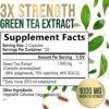 Green Tea Extract Capsules 1000mg 98% Standardized EGCG - 3X Strength for Natural Energy - Heart Support with Polyphenols - Gentle Caffeine - 240 Capsules
