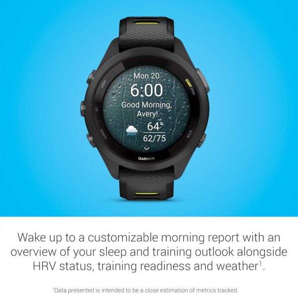 Garmin Forerunner 265S Running Smartwatch, Colorful AMOLED Display, Training Metrics and Recovery Insights, Black and Amp Yellow, 42 mm