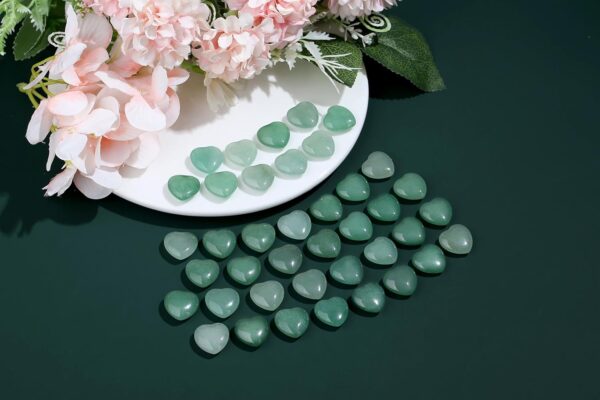 20PCS Green Aventrine Heart Healing Crystals Set Stones Love Shaped Polished Crystal Natural Cute Pocket Thumb Reiki Wholesale Set Gifts Balancing Meditation