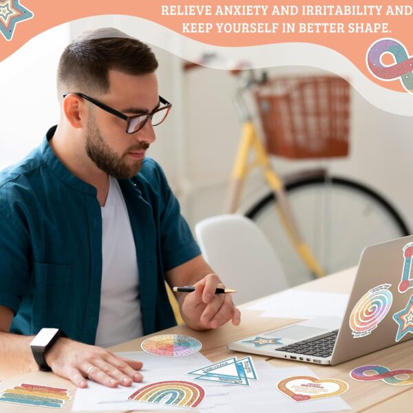 Crtiin 80 Pcs Anxiety Sensory Stickers Calm Anxiety Textured Stickers Mindfulness Relief Mental Health Sticker Anti Stress Sensory Items Anxiety Relief for Kids Adults Office School Counselor Supplies