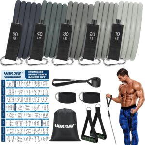 Exercise Resistance Bands with Handles for Working Out, 150/200/250/300 lbs Workout Bands Set with Door Anchor for Physical Therapy, Yoga, Pilates