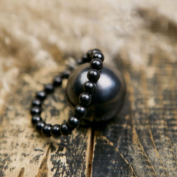 Karelian Heritage Regular Shungite Bracelet and Sphere Set for Crystal Root Chakra Balancing Reiki | Raw Stone Bracelet and Sphere Set | Relaxation Gift Set for Meditation S009