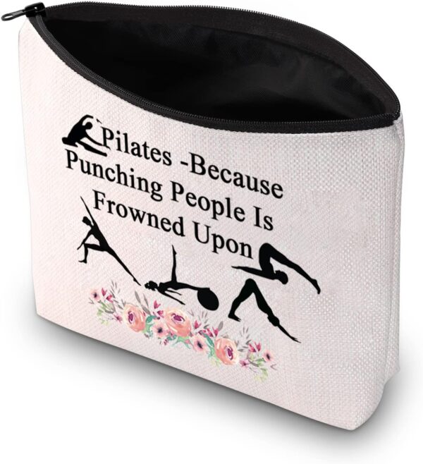 PXTIDY Pilates Cosmetic Bag Pilates Yoga Lover Gift Pilates Instructor Gift Pilates Coach Survival Kit Yoga Gym Toiletry Bag(beige)