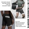 Leidowei Men's 2 in 1 Workout Running Shorts Lightweight Training Yoga Gym 7" Short with Zipper Pockets
