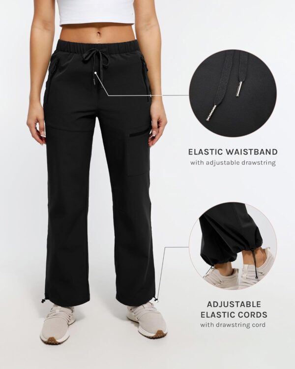 Women's Hiking Cargo Pants Quick Dry Lightweight Joggers with Multiple Zipper Pockets Adjustable Cuffs for Travel