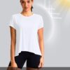 SANTINY Short Sleeve Workout Tops for Women Loose Yoga T-Shirts Sun Protection Breathable Running Athletic Tee Shirts