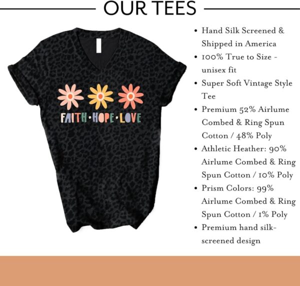 Love in Faith | Faith Hope Love Flowers | Christian T-Shirts for Women | Faith-Based Apparel | Christian Gifts