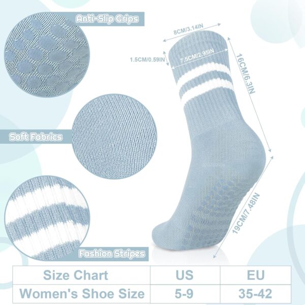 Jspupifip 10 Pairs Pilates Socks with Grips for Women, Pilates Crew Socks Bulk Non Slip Yoga Socks Home Hospital Grippy Socks for Yoga Pilates Barre Workout