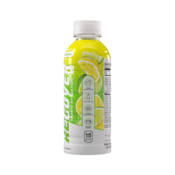 RECOVER 180 Organic Sports Hydration Drink, No Sugar Added, 15 Calorie Sports Beverage, Organic Flavors With Vitamins, Potassium-Packed Electrolytes (16.9 Fl Oz (Pack of 12), Lemon Lime)