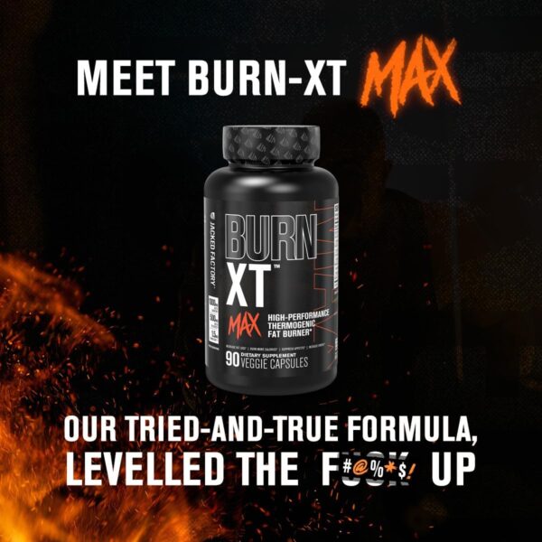 Jacked Factory Burn-XT Max - High-Performance Thermogenic Fat Burner & Appetite Suppressant for Weight Loss w/PurCaf Organic Caffeine, MitoBurn, Green Tea, Acetyl L Carnitine & More - 90 Capsules