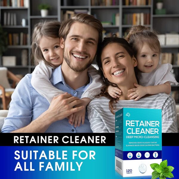 Retainer & Denture Cleaner Tablets 120 Pcs (4 Months Supply) - Retainer Cleaner Tablets for Invisalign,Retainers, Dentures, Night & Mouth Guard,Removes Stains & Plaque, Mint Flavor