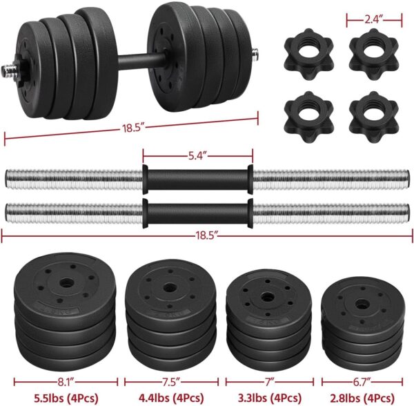 Yaheetech Adjustable Dumbbells Weight Set Dumbbell Weights Exercise & Fitness Equipment w/ 4 Spinlock Collars for Women & Men Home Gym Strength Training
