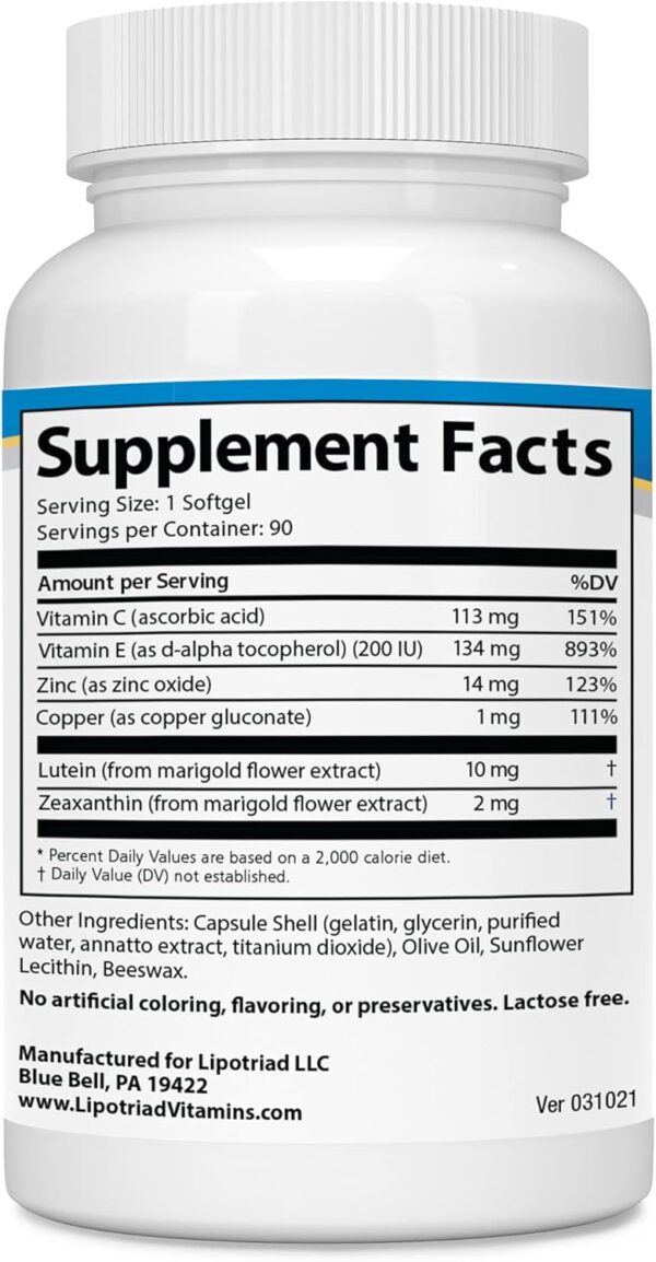 Visionary Eye Vitamin and Mineral Supplement with AREDS2® Ingredients in Our own Custom Formula, 90 Count