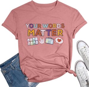 Teacher Shirts Speech Therapy Shirt: Women Special Education Sped Teacher T-Shirt Mental Health Graphic Tee Top