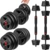 Adjustable Dumbbells Set, 20/30/40/55/60/70/80/90lbs Free Weight Set with Connector, 2 or 3 in 1 Dumbbells Set Used as Barbell, Kettlebells, Fitness Exercises for Home Gym Suitable Men/Women