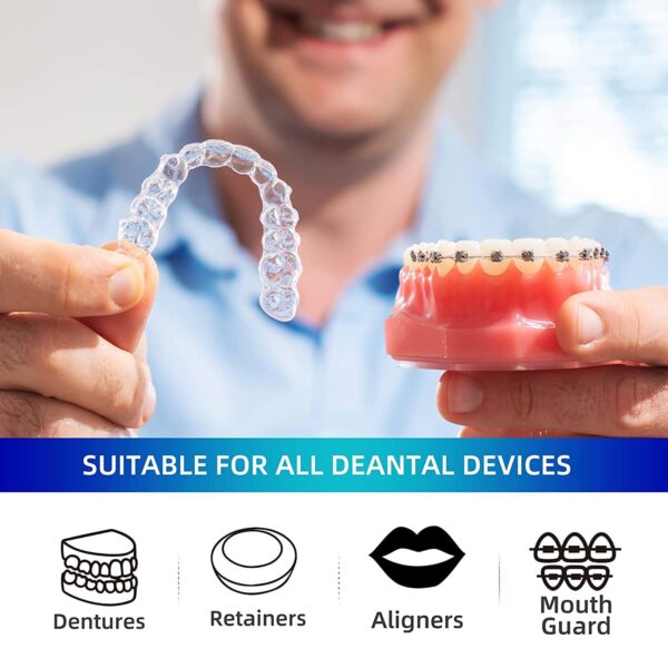 Retainer & Denture Cleaner Tablets 120 Pcs (4 Months Supply) - Retainer Cleaner Tablets for Invisalign,Retainers, Dentures, Night & Mouth Guard,Removes Stains & Plaque, Mint Flavor
