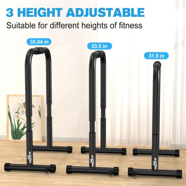 RELIFE REBUILD YOUR LIFE Dip Station Functional Heavy Duty Dip Stands Fitness Workout Dip bar Station Stabilizer Parallette Push Up Stand