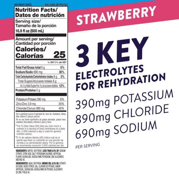 Pedialyte Electrolyte Solution, Strawberry, Hydration Drink, 12 bottles, half liter each