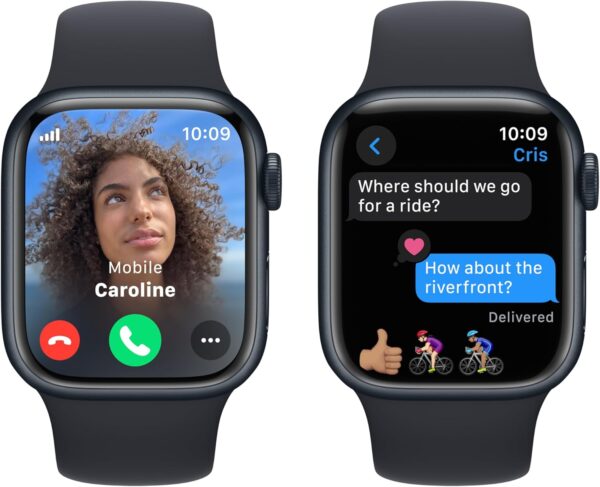 Apple Watch Series 9 [GPS + Cellular 41mm] Midnight Aluminum Case with Midnight Sport Band S/M (Renewed)