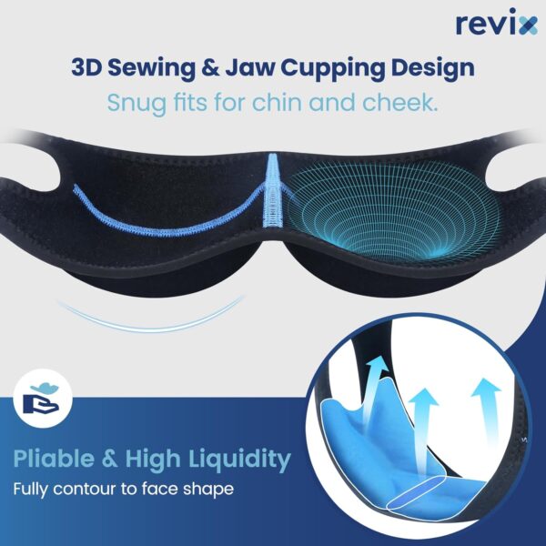 REVIX Wisdom Teeth Ice Pack Head Wrap with 3D Sewing Jaw Ice Pack for Face Oral Surgery Pain Relief for TMJ, Tooth Extraction & Teeth Removed, Extra Snug Fit with 4 Hot Cold Gel Packs Reusable, Black
