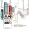 S1 Home Gym Storage, 3-Tier Workout Equipment Organizer with Wheels for Yoga Mats, Foam Roller, Dumbbells, Kettlebells, and Resistance Bands, 47.4" H x 27.5" W x 11.8" D, White
