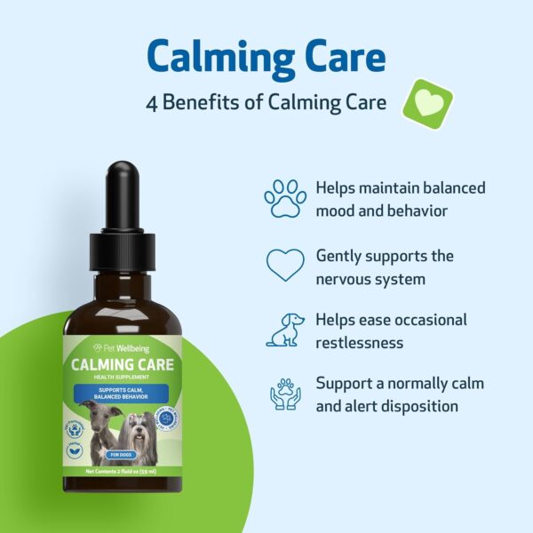 Pet Wellbeing Calming Care for Dogs - Calm Support, Relaxed Nervous System, Emotional Balance, Adaptogens, Ashwagandha, Holy Basil - Veterinarian-Formulated Herbal Supplement 2 fl oz (59 ml)
