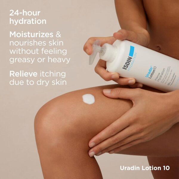ISDIN Body Lotion Uradin10, 24 Hour Intense Hydration, 10% Urea, Fast Absorbing, Dermatologically Tested, 13.5 Fl Oz