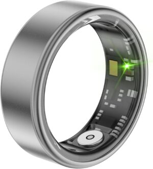 Fitness Tracker Smart Ring,Health Sleep Tracker Ring with Heart Rate Monitor/Calories/Blood Oxygen Monitoring IP68 Waterproof,No APP Subscription for iOS/Android（Grey,10）
