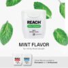 REACH Waxed Dental Floss, Mint, Plaque Remover for Teeth, Shred Resistant, Floss Slides Smoothly, Easy to Use, Waxed, Deep Cleaning Teeth, Oral Care, PFAS Free, for Adults & Kids, 6 Pack, 55 yd