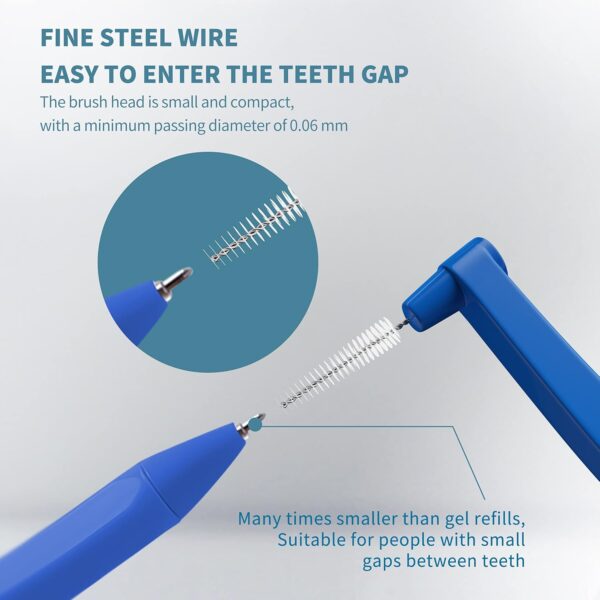 80 Count Interdental Brush Cleaners Dental Brushes Toothpick Tooth Flossing Head Oral Hygiene Angle with Portable Case Easy Use for Cleaning(Blue, Standard)