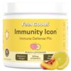 Feel Goods Immunity Icon, Zero Sugar, Vitamin C, A, B, D, E & Zinc, Organic Elderberry, Ashwagandha, Drink Mix Powder, Vegan, Non GMO, Caffeine & Gluten Free | Peach Lemonade, 30 Servings