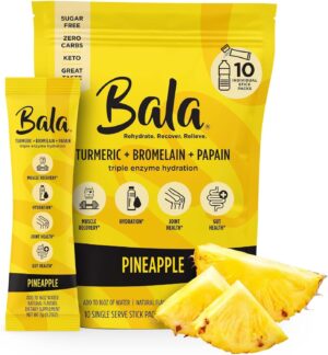 BALA Enzyme Hydration & Sugar-Free Electrolyte Drink Mix Powder - may contributes to overall wellness - Pineapple 0.25oz (10 Count)