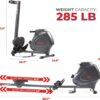 Sunny Health & Fitness Multi-Function Premium Magnetic Rowing Machine, Bicep Curls, Upward Rows, Seated Rows, Foldable Slide Rails, Digital Monitor and Optional Bluetooth with Free SunnyFit App