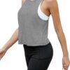 Bestisun Workout Tops for Women Split Back Cropped Yoga Athletic Sports Shirts