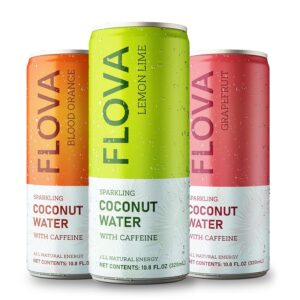 Flova Energy Drink, All Natural, Electrolytes and Minerals from Coconut Water, 4 Simple Easy to Pronounce Ingredients, 99% Juice, Assorted Pack of 12 Cans