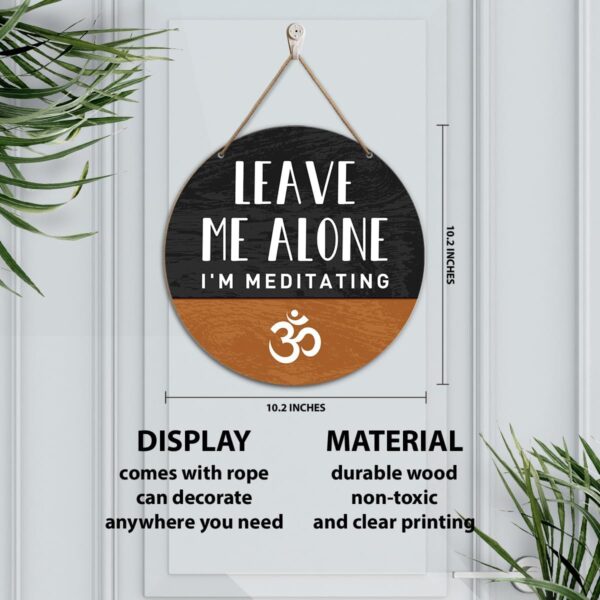 Meditation Room Sign Wall Decor, Do Not Disturb Sign for Home Bedroom Office Yoga Studio Zen Den Room Door, Leave Me Alone Door Decorations Wood Hanging Sign, I'm Meditating