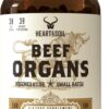 HEART & SOIL Beef Organs Complex — Grass Fed Liver, Heart, Kidney, Pancreas, and Spleen for Complete Nose to Tail Nutrition (180 Capsules)
