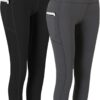 Fengbay 2 Pack High Waist Yoga Pants, Pocket Yoga Pants Tummy Control Workout Running 4 Way Stretch Yoga Leggings