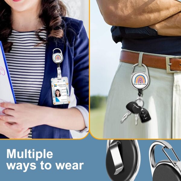 Plifal Badge Holder with Retractable Reel, Boho Rainbow Mental Health Matters ID Name Tag Work Badge Clip Heavy Duty Vertical Card Protector Cover Case for Work Office Nurse Medical Women
