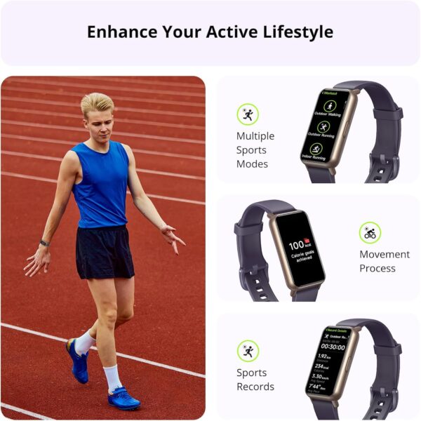 AKAGEAR Fitness & Activity Tracker with Sleep and Blood Oxygen Monitoring, 24/7 Heart Rate Stress Index and Respiratory Training 1.58" AMOLED Display 5ATM Waterproof and More Purple