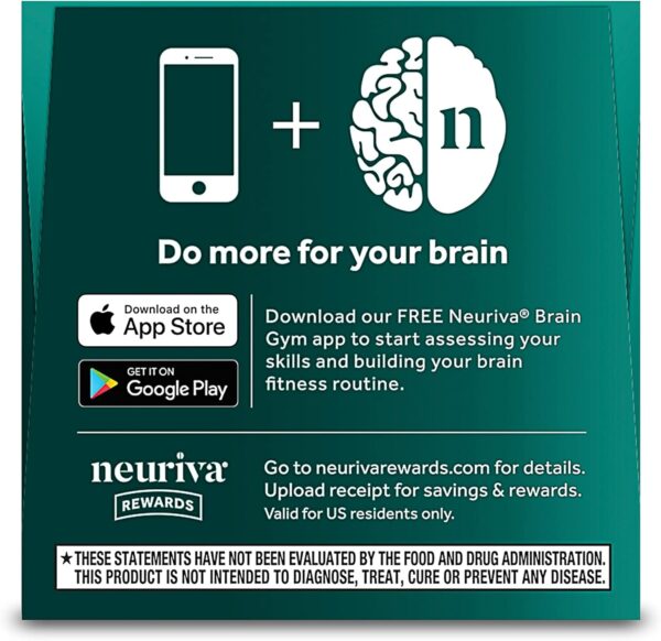 NEURIVA Ultra Decaffeinated Clinically Tested Nootropic Brain Supplement for Mental Alertness, Memory, Focus & Concentration, Cognivive, Neurofactor, Phosphatidylserine, Vitamins B6 B12, 60 Capsules
