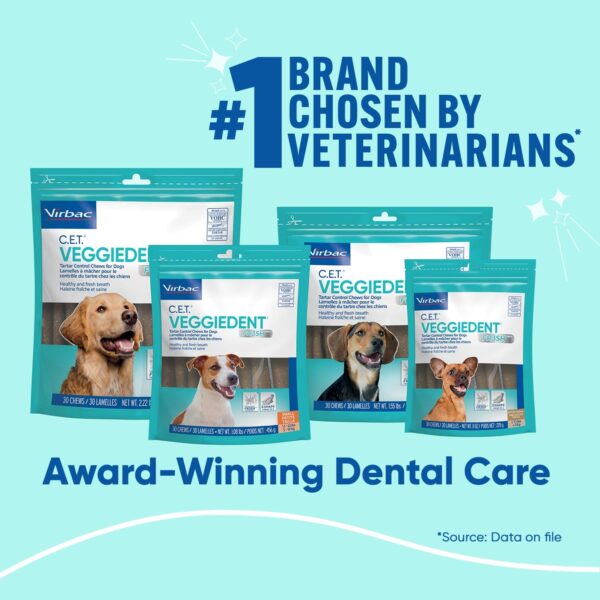 Virbac CET VEGGIEDENT FR3SH Tartar Control Chews for Dogs, Medium (Pack of 30)