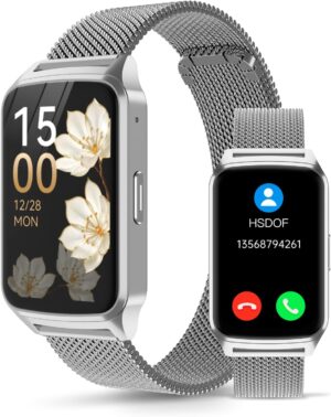 Smart Watch Health Fitness Tracker with 24/7 Heart Rate, Blood Oxygen Sleep Monitor, 110+ Sports Modes, Step Calorie Counter Pedometer (Silver, 1.55)