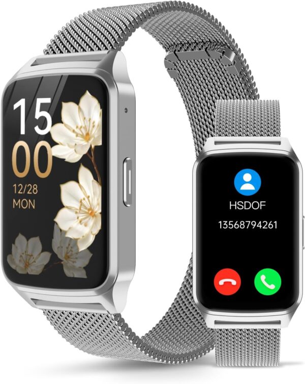 Smart Watch Health Fitness Tracker with 24/7 Heart Rate, Blood Oxygen Sleep Monitor, 110+ Sports Modes, Step Calorie Counter Pedometer (Silver, 1.55)